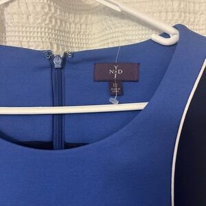 NYDJ Royal Blue Sleeveless Midi Dress with White Piping